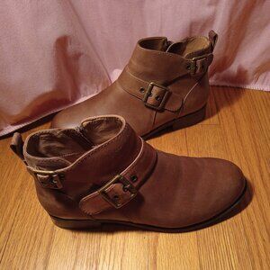 Vionic Dusty Brown Leather Buckle Booties, Women's size 6.5 regular width